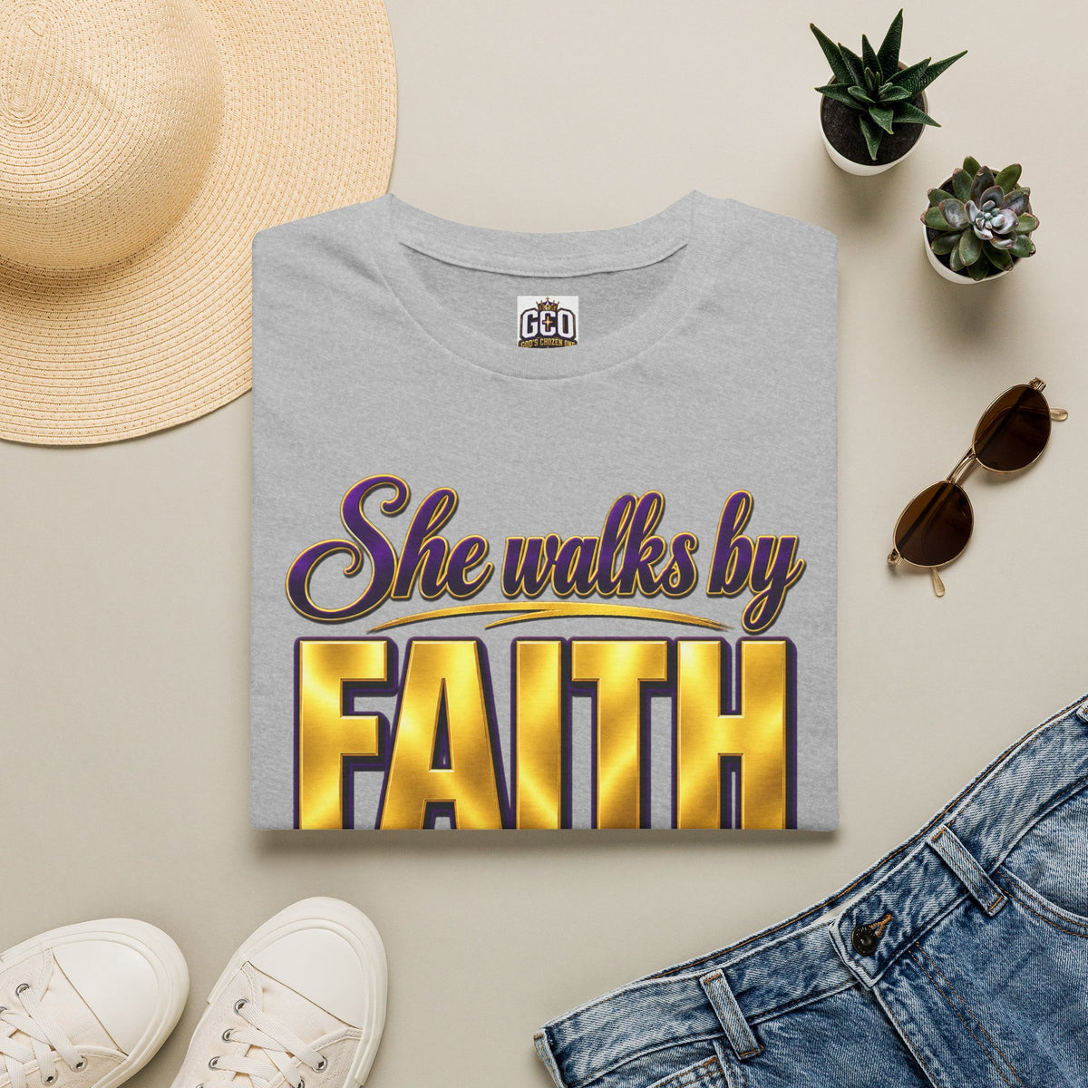 She Walks By Faith | Christian T-Shirt