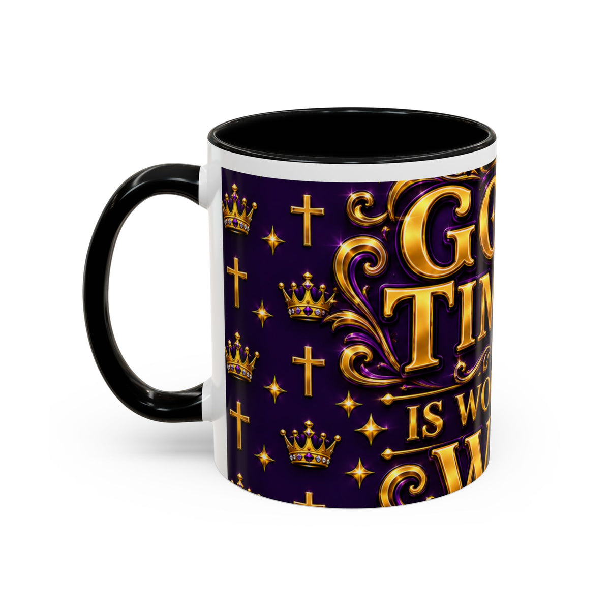 God's Timing Is Worth the Wait Accent Coffee Mug — Inspirational Christian Coffee Cup