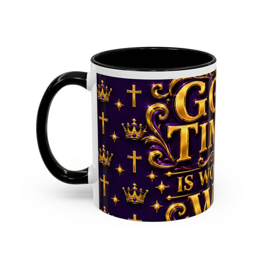God's Timing Is Worth the Wait Accent Coffee Mug — Inspirational Christian Coffee Cup