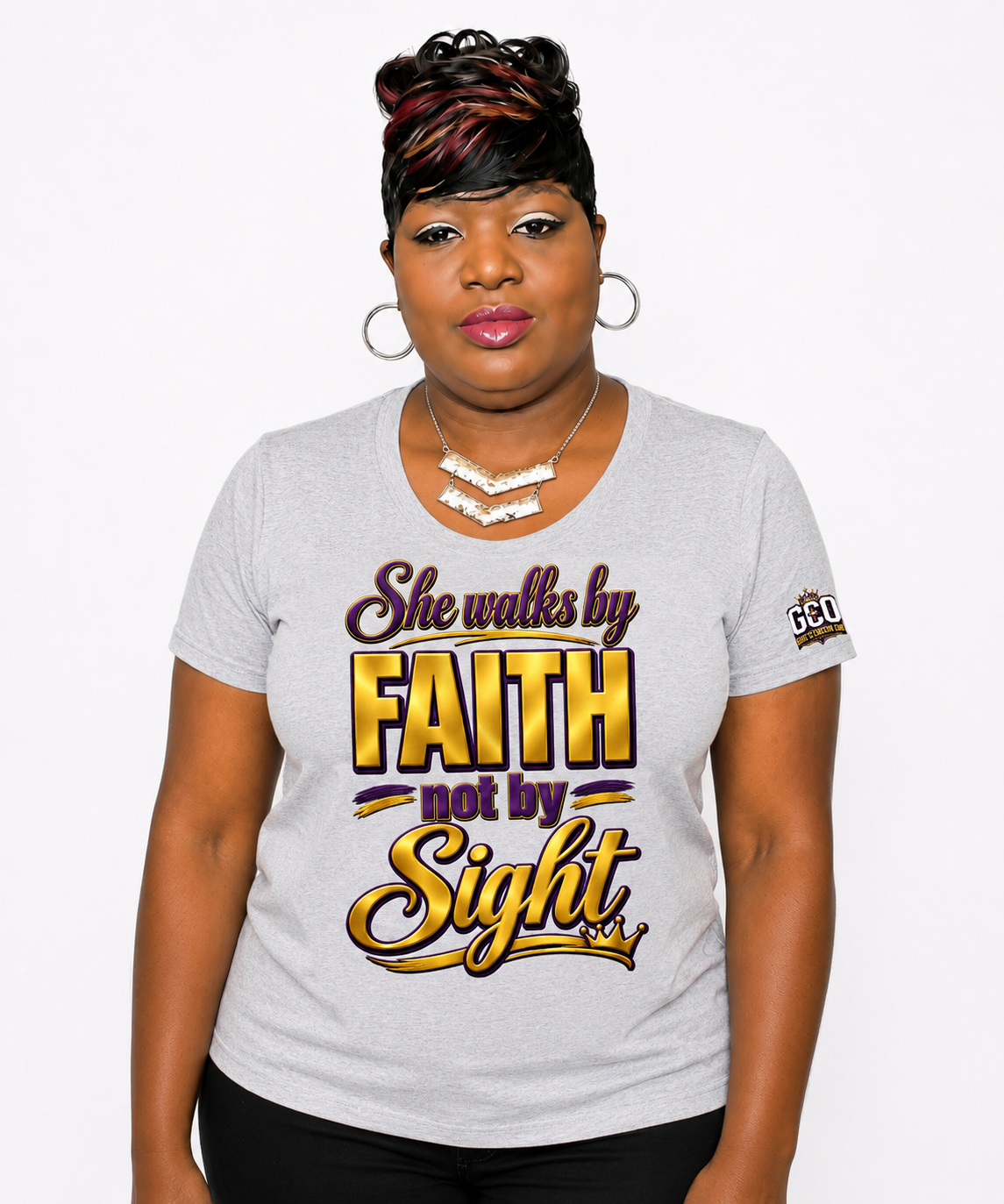 She Walks By Faith | Christian T-Shirt